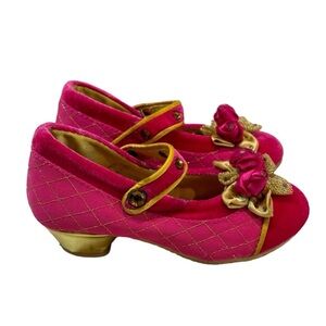 Disney Sleeping Beauty Pink Velvet Heel Shoes Sz 9/10 Toddler‎ Girls